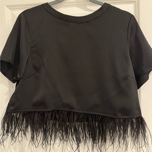 Cropped Satin Feather Top